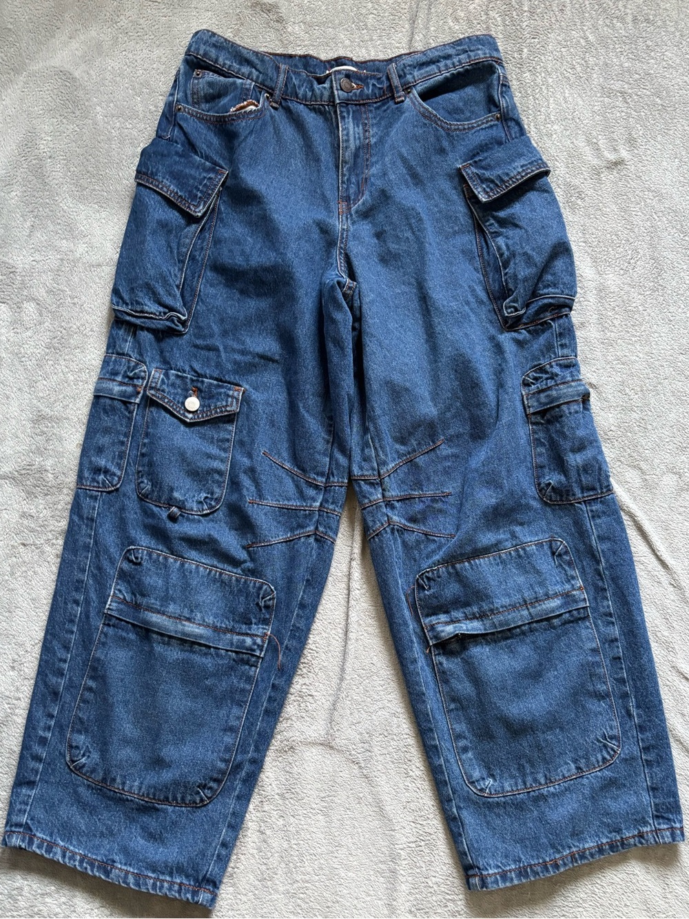 BDG Urban Outfitters Women’s Baggy Cargo Denim Jeans Size 28 Y2K Multi Pockets